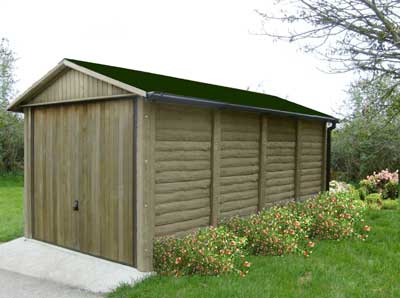 Concrete Garages Burford 2. Garage with bushes around the base - Log Effect